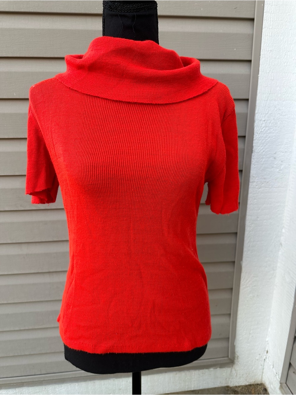 Vintage 70’s or 80’s Red Short-Sleeve Cowl Neck Women's Sweater unbranded